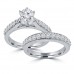 2.15 ct Round Cut Diamond Engagement Ring Set  Whit Millgrain on The Shank 